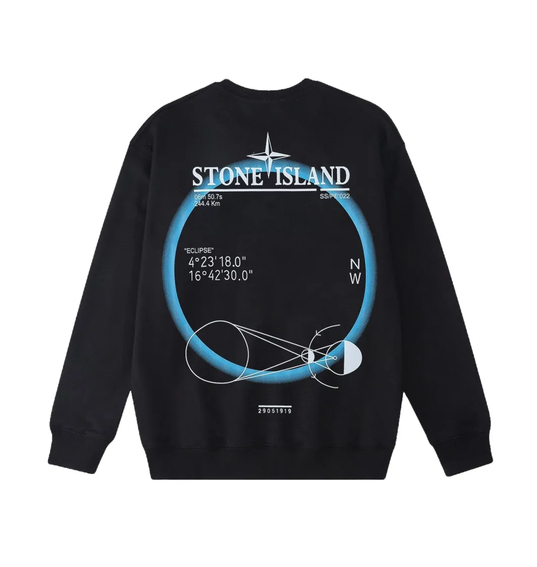 W818#P160💰 Stone Island Stone Island halo compass logo printed round neck long-sleeved sweatshirt! Versatile base round neck sweatshirt for couples! Simple armband design, customized 1*1 thread (fine texture), 380g double-strand large terry fabric, very good quality, foreign trade craftsmanship, respect the original version! The threads at the cuffs and hem are all original bartacks! The time-consuming and material consumption distinguishes the ordinary version on the market! Tops worn by celebrities from all walks of life on INS, can be matched with couple styles!  Color: Black White Size: M-XXL
